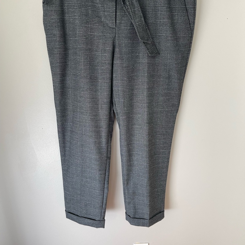 LOFT Gray Dress Pants with Tapered Leg and Elastic Waistband